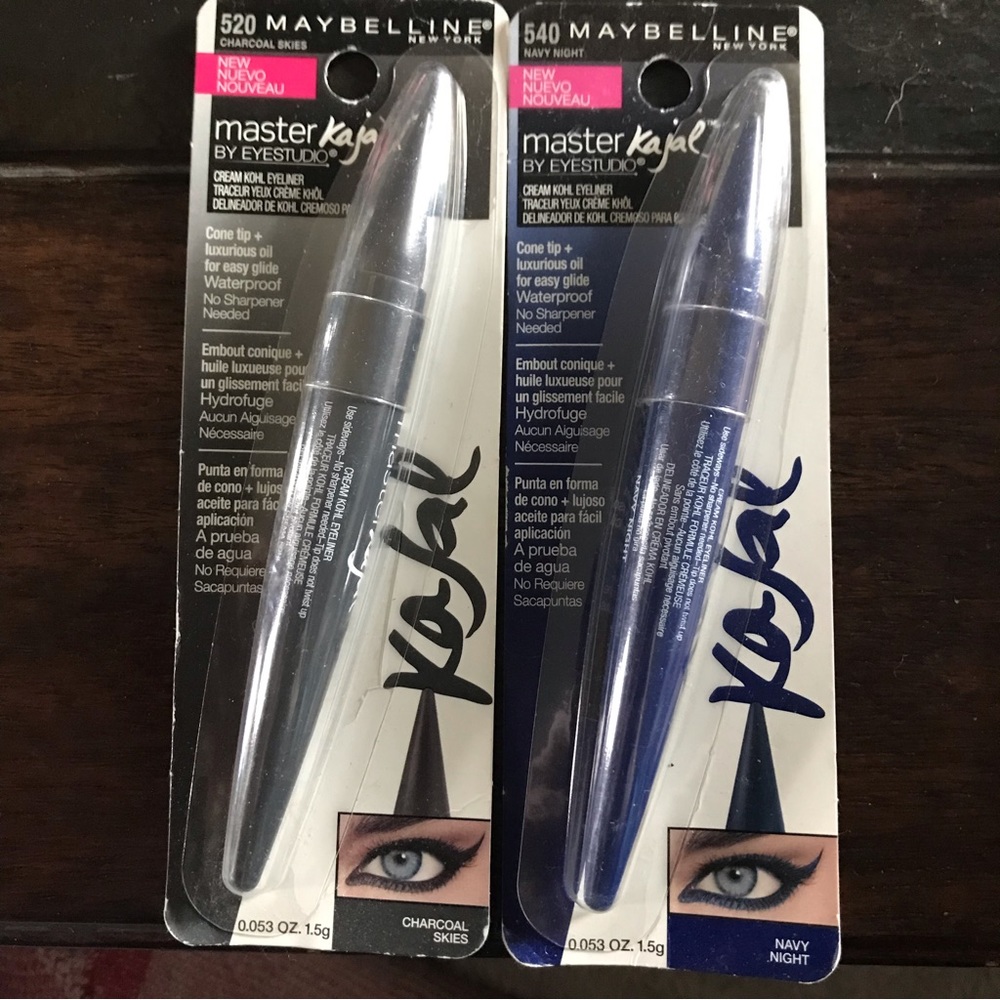 2 Maybelline master Kaja cream kohl eyeliner charcoal and navy color